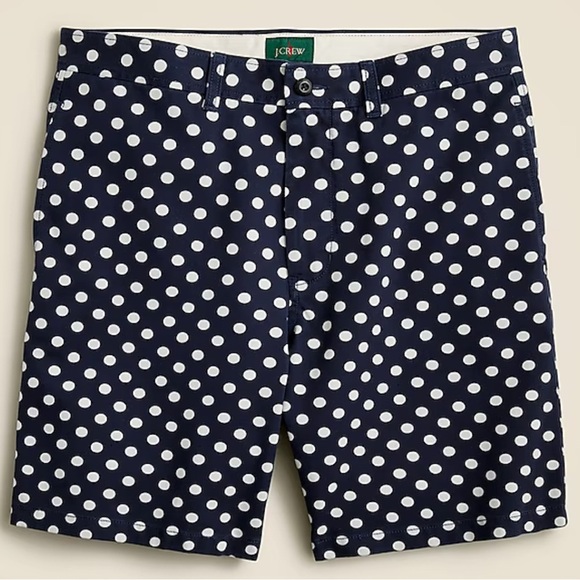 J. CREW Men’s 36 Oarsman 9” Relaxed Chino Short Navy Blue Polka Dot 90’s Inspo - Picture 1 of 13